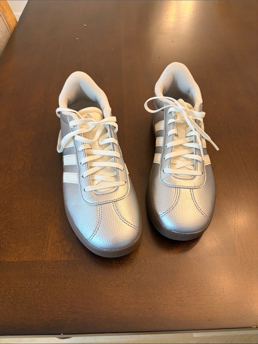 adidas Metallic Silver and White Women's Sneakers